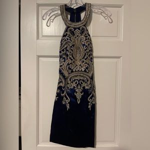 Stunning blue and gold homecoming dress